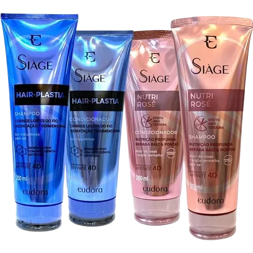 Kit Shampoo e Condicionador Hair-Plastia Nutri Rosé Eudora Siàge